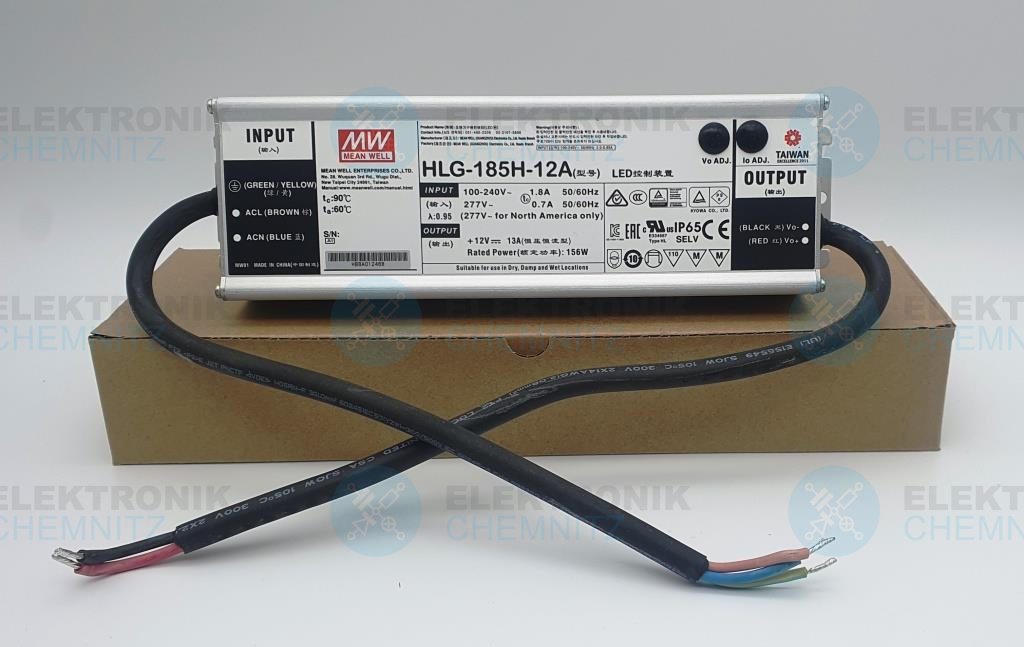 MEAN WELL HLG-185H-12A LED-Stromversorgung 12 VDC 185 W 13,0 A offene Kabelenden