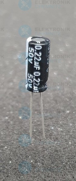 Elektrolytkondensator radial 0,22µF 50V 105°C RM 2mm