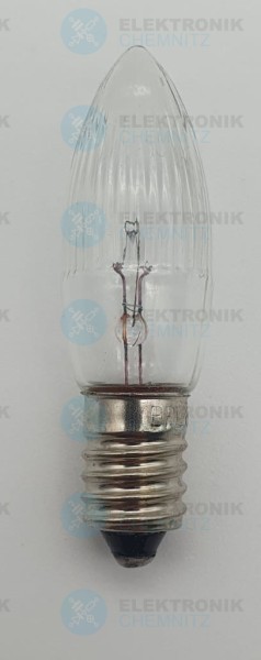 Toplampe Glühlampe Kerzenbirne 8V 3W E10 halbgeriffelt / halbklar