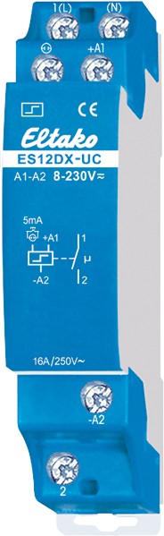 Eltako ES12DX-UC elektronischer Stromstoßschalter 1 Schließer universelle Steuerspannung 8-230V