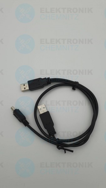 USB 2.0 Y-Power Kabel schwarz 0,6m 2x A Stecker auf Mini Stecker