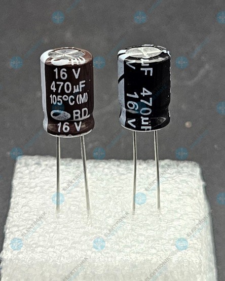 Elektrolytkondensator radial 470µF 16V 105°C RM 3,5mm Ø 8mm Höhe 13mm