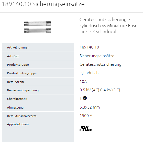 Feinsicherung 6,3x32mm 10,0A Träge