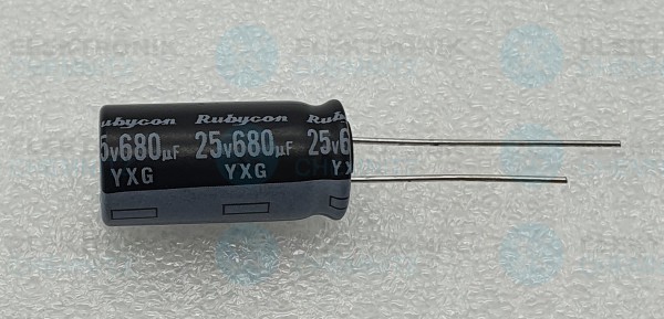 Elektrolytkondensator radial 680µF 25V 105°C RM 5 normale Bauform DM 10mm