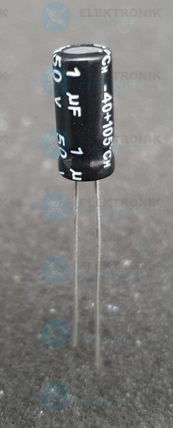 Elektrolytkondensator radial 1,0µF 50V 105°C RM 2mm