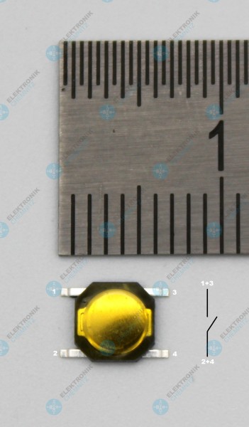 Mikrotaster SMD B 4,7mm x L 4,7mm x H 0,6mm 1 Schließer Kurzhubtaster 4 Lötpads