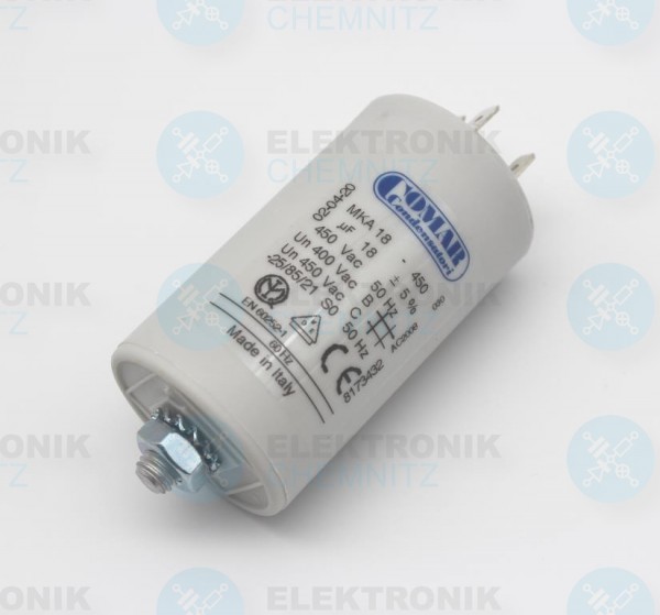 Betriebskondensator 18µF +- 5% mit Flachstecker