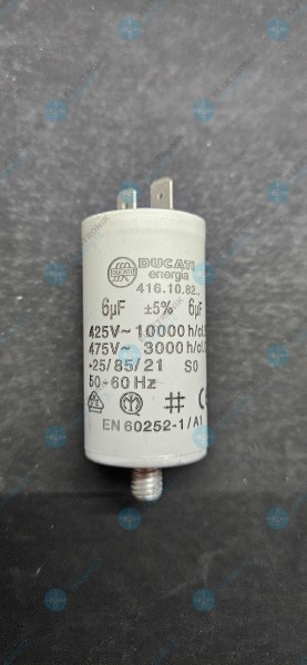 DUCATI 416.10.82. Betriebskondensator 6µF +-5% mit 2 x Flachstecker 6,3 mm