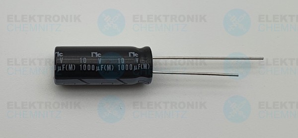 Elektrolytkondensator radial 1000µF 10V 105°C RM 3,5 lange Bauform DM 8mm
