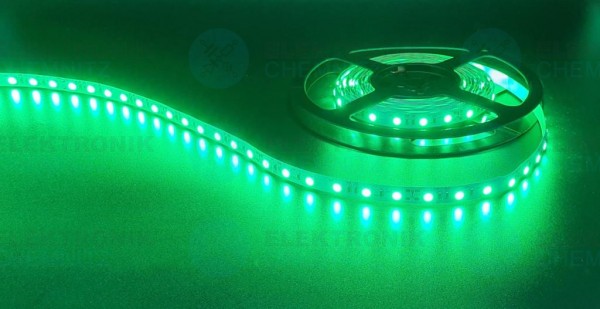 LED Streifen 5050-60-grün DC24V 12W/m IP20 PCB: weiß 10mm