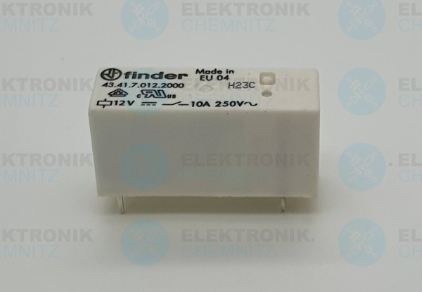 Finder Printrelais 43.41.7.012.2000 12V / DC 1 x Wechsler 10A (DC Sensitiv)