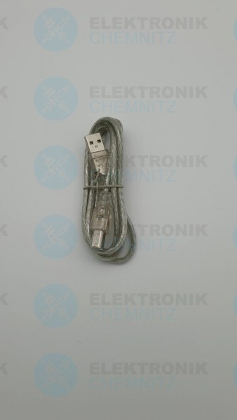 USB 2.0 Kabel transparent 1,0m A Stecker auf B Stecker
