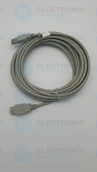 USB 2.0 Kabel grau 5,0m A Stecker auf A Kupplung Verlängerung