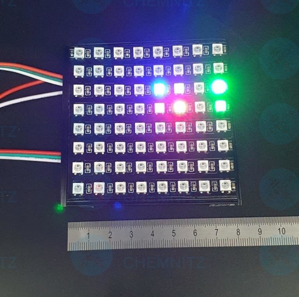 LED Matrix 8x8 Pixel SMD5050-SK6812 digital DC5V RGB 64px IP20 PCB: schwarz