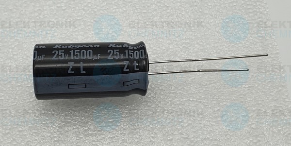 Elektrolytkondensator radial 1500µF 25V 105°C RM 5 normale Bauform DM 13mm
