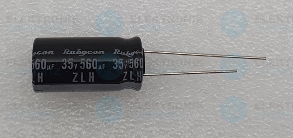 Elektrolytkondensator radial 560µF 35V 105°C RM 5 lange Bauform DM 10mm