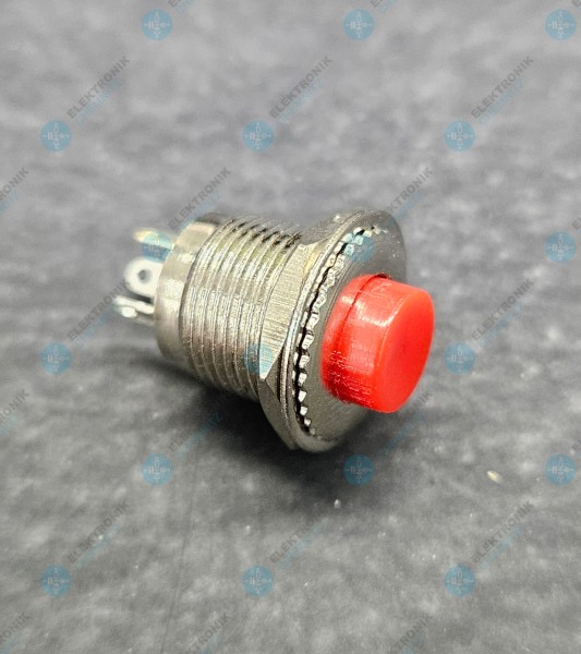 CP 018 Drucktaster rot Metall Bohrloch 12mm 1 x Wechsler Lötanschlüsse 3-polig 1 A