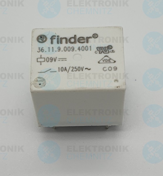 Finder Printrelais 36.11.9.009.4001 9V / DC 1 x Wechsler 10A