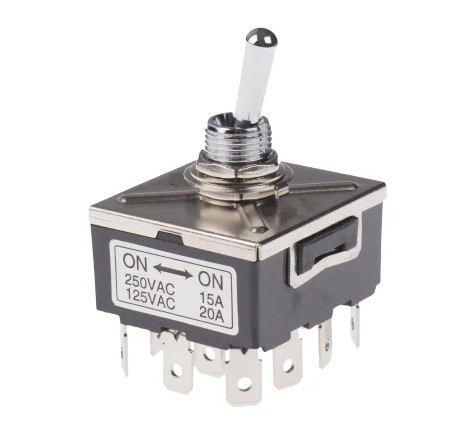 RS PRO Kippschalter 4PDT Ein-(Ein) 250VAC 15A, Flachstecker