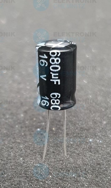 Elektrolytkondensator radial 680µF 16V 105°C RM 3,5mm
