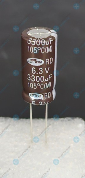 Elektrolytkondensator radial 3300µF 6,3V 105°C RM 5mm Ø 10mm Höhe 21mm