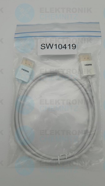 HDMI Kabel weiß slim 1,0m HDMI Stecker Typ A auf HDMI Stecker Typ A