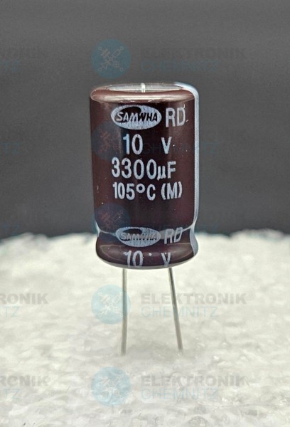 Elektrolytkondensator radial 3300µF 10V 105°C RM 5,0mm DM 13mm ELKO 3300 µF