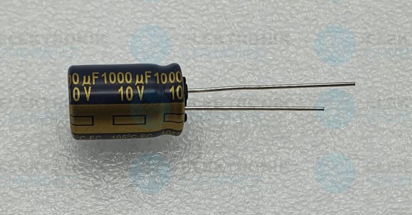 Elektrolytkondensator radial 1000µF 10V 105°C RM 5 normale Bauform DM 10mm