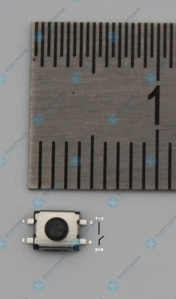Mikrotaster SMD B 3,0mm x L 3,50mm x H 2,0mm 1 Schließer Kurzhubtaster 4 Lötpads