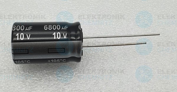 Elektrolytkondensator radial 6800µF 10V 105°C RM 7,5 normale Bauform DM 16mm