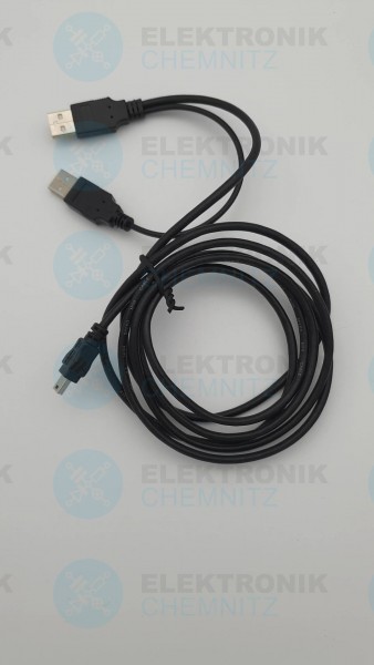 USB 2.0 Y-Power Kabel schwarz 1,80m 2x A Stecker auf Mini Stecker