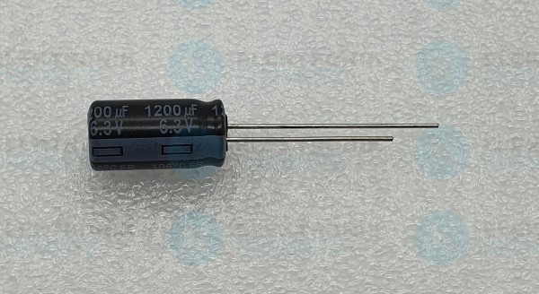 Elektrolytkondensator radial 1200µF 6,3V 105°C RM 3,5 normale Bauform DM 8mm