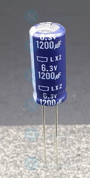 Elektrolytkondensator radial 1200µF 6,3V 105°C RM=3,5 kurze Bauform DM=8mm