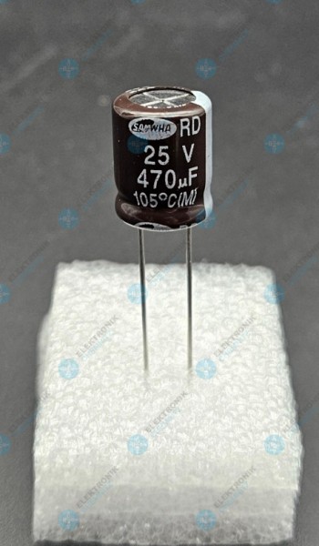 Elektrolytkondensator radial 470µF 25V 105°C RM 5mm Ø 10mm Höhe 13mm